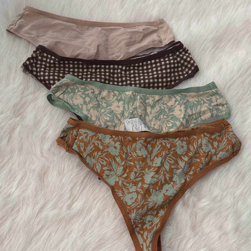 Pact Women’s Floral and Checkered High waisted thongs